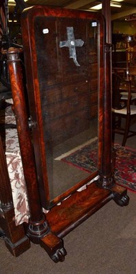 Lot 818 - A Victorian mahogany cheval mirror with plain tapering columns