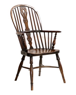 Lot 830 - A Yewwood Windsor Armchair, 19th century, the...