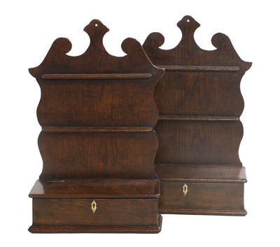 Lot 246 - A Pair of George III-Style Oak Spoon Racks,...