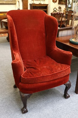 Lot 1375 - George III Style Wing Back Chair, 19th century,...