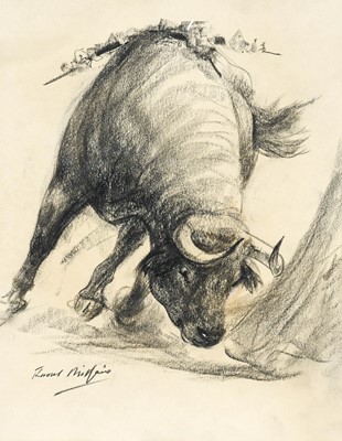 Lot 627 - Raoul Millais (1901-1999) A charging bull...