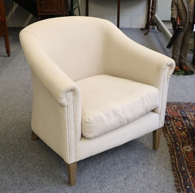 Lot 1370 - An OKA Tub Chair, in natural linen colour fabric