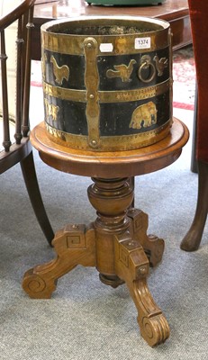 Lot 1374 - A Piano Stool, and a brass bound bucket,...