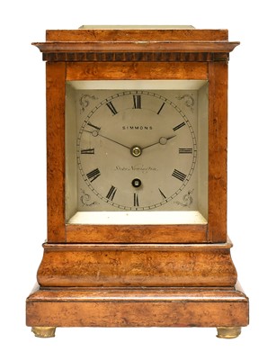 Lot 791 - A Burr Walnut Mantel Timepiece, signed Simmons,...