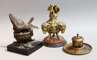 Lot 46 - A French Gilt Bronze Inkwell, 19th century,...