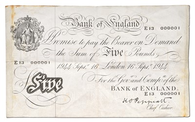 Lot Bank of England, Five Pounds, No. 1 Serial...