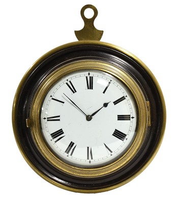 Lot 784 - A Brass and Ebonised Sedan Wall Timepiece,...