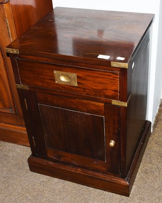 Lot 1225 - A Reproduction Campaign Style Bedside Cabinet,...