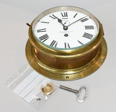 Lot 109 - A Brass Ships Type Bulk Head Timepiece, eight...