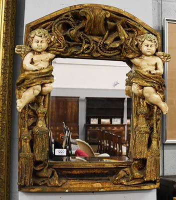 Lot 1220 - A Composition Framed Pier Mirror, with arched...