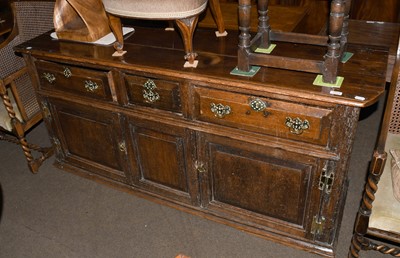 Lot 1253 - A Mid 18th Century Stained Pine Dresser Base,...