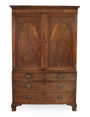 Lot 870 - A George III Mahogany, Satinwood-Crossbanded,...