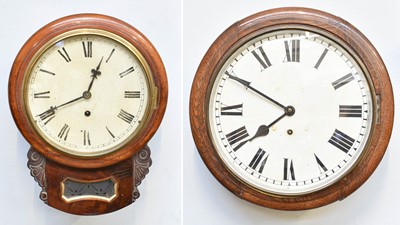 Lot 11 - A Mahogany Drop Dial Wall Timepiece, 45cm high,...