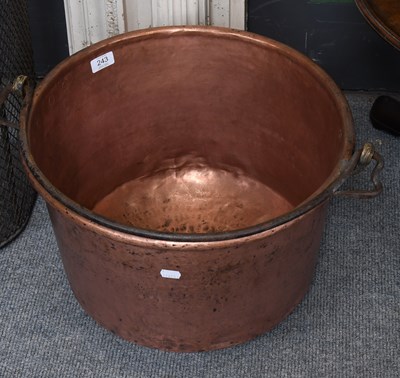 Lot 243 - Victorian Copper Cauldron/Log Bin, with iron...