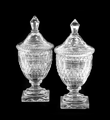 Lot 6 - A Pair of Anglo-Irish Cut Glass Urns and...