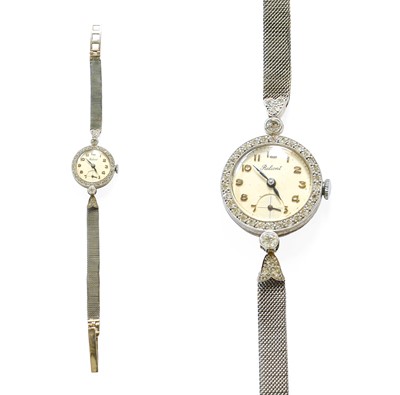 Lot 326 - A Lady's Platinum and Diamond Set Wristwatch,...