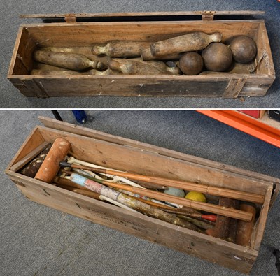 Lot 1283 - Two 19th Century Croquet Sets, in pine boxes...