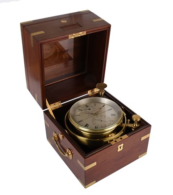 Lot 797 - A Mahogany Eight Day Marine Chronometer,...