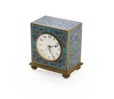 Lot 337 - A Zenith Alarm Enamel Floral Decorated Travel...