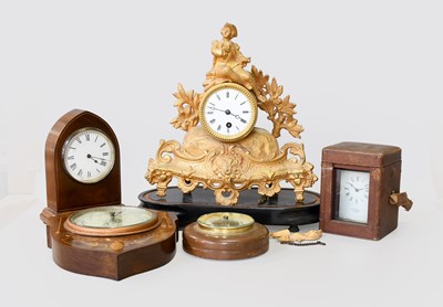 Lot 168 - A French Gilt Metal Mantel Timepiece, raised...