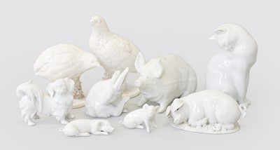 Lot 165 - A Collection of White Glazed Ceramic Animals,...