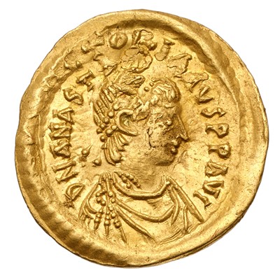 Lot Byzantine Empire, Anastasius I Gold Tremissis,...