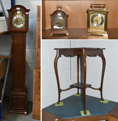 Lot 1263 - Small Longcase Clock, two mantel clocks,...