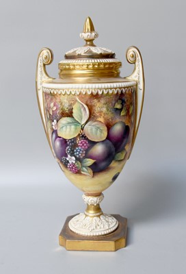 Lot 149 - A Royal Worcester Porcelain Vase and Cover, by...