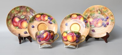 Lot 152 - A Pair of Royal Worcester Porcelain Trios, by...