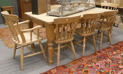 Lot 1326 - A Modern Pine Farmhouse Kitchen Table, on...