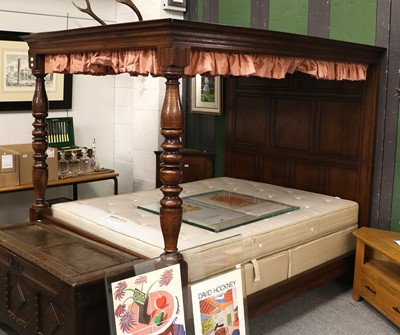 Lot 1346 - A 17th Century Style Oak Tester Bed, with...