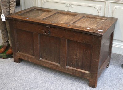 Lot 1368 - An 18th Century Panelled Oak Coffer, 107cm by...