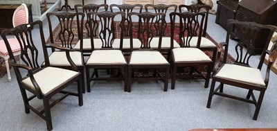 Lot 1380 - A Set of Ten George III Style Dining Chairs,...