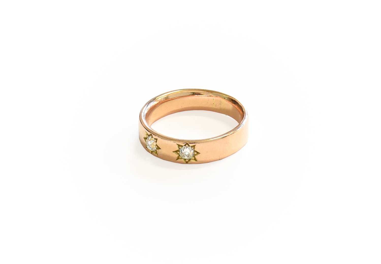 Lot 180 - A Diamond Two Stone Ring, the rose plain...