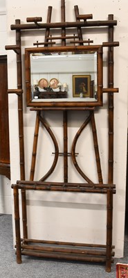 Lot 1321 - An Aesthetic Period Bamboo Mirrored Hallstand,...