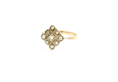 Lot 338 - A Diamond Cluster Ring, the square plaque set...