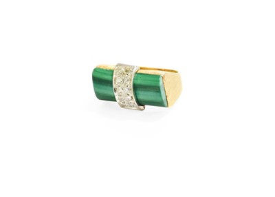 Lot 336 - A Diamond and Malachite Ring, a malachite bar...