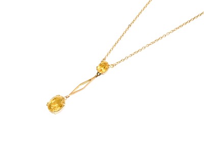 Lot 342 - A Citrine Necklace, an oval cut citrine...