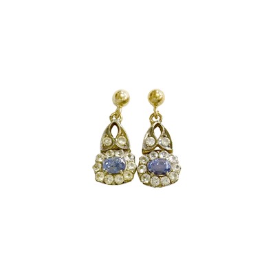 Lot 354 - A Pair of Sapphire and Colourless Stone...