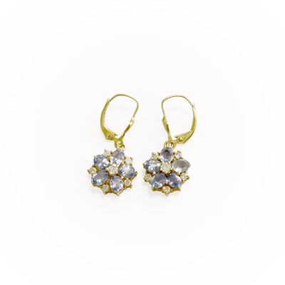 Lot 328 - A Pair of Sapphire and Diamond Cluster...