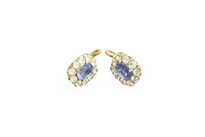 Lot 343 - A Pair of Sapphire and Colourless Stone...