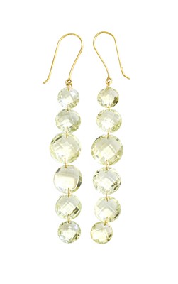 Lot 344 - A Pair of Aquamarine Drop Earrings, a yellow...