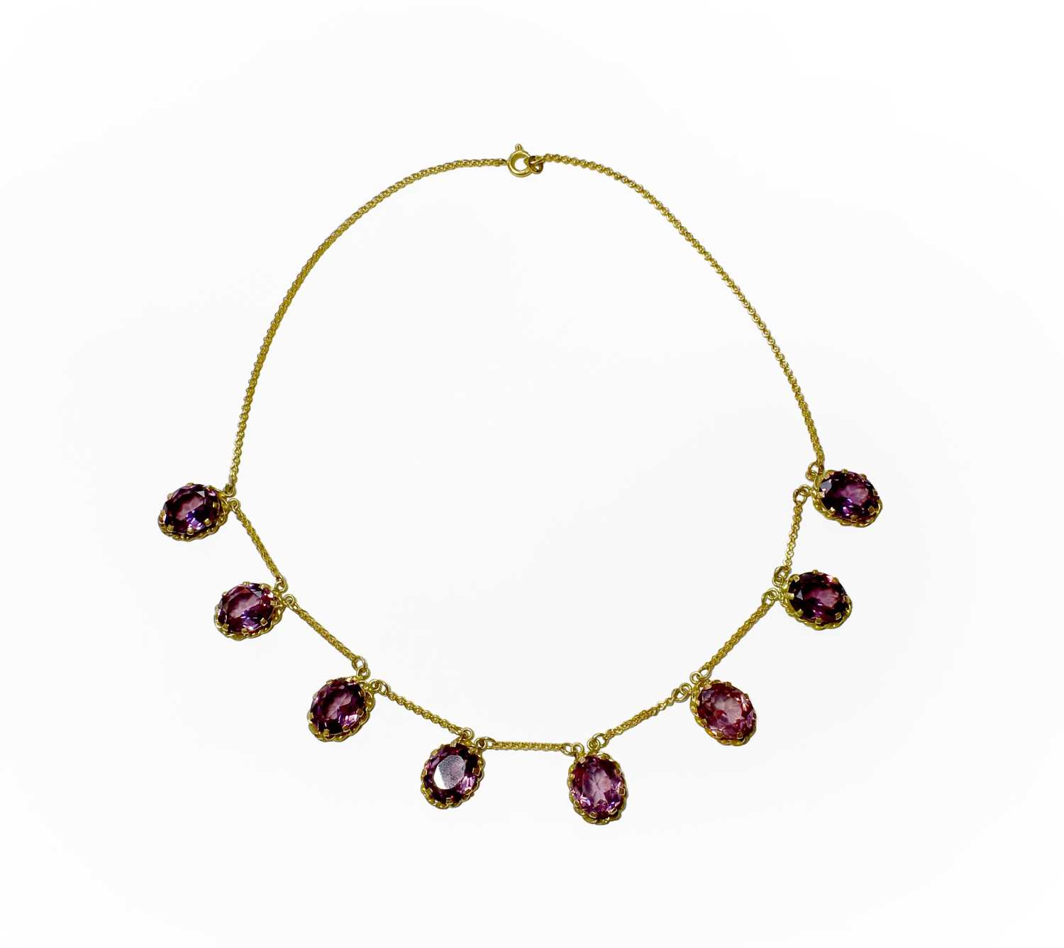 Lot 7 - A Synthetic Sapphire Necklace, formed of eight...