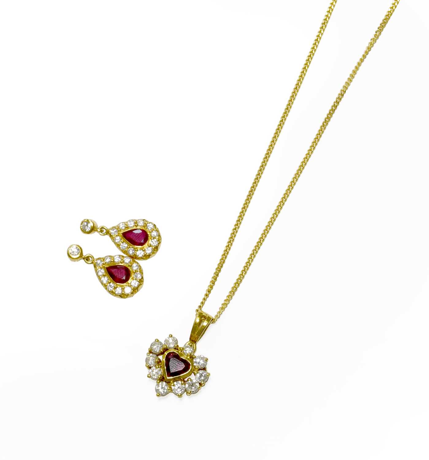 Lot 47 - An 18 Carat Gold Red Stone and Diamond Cluster...