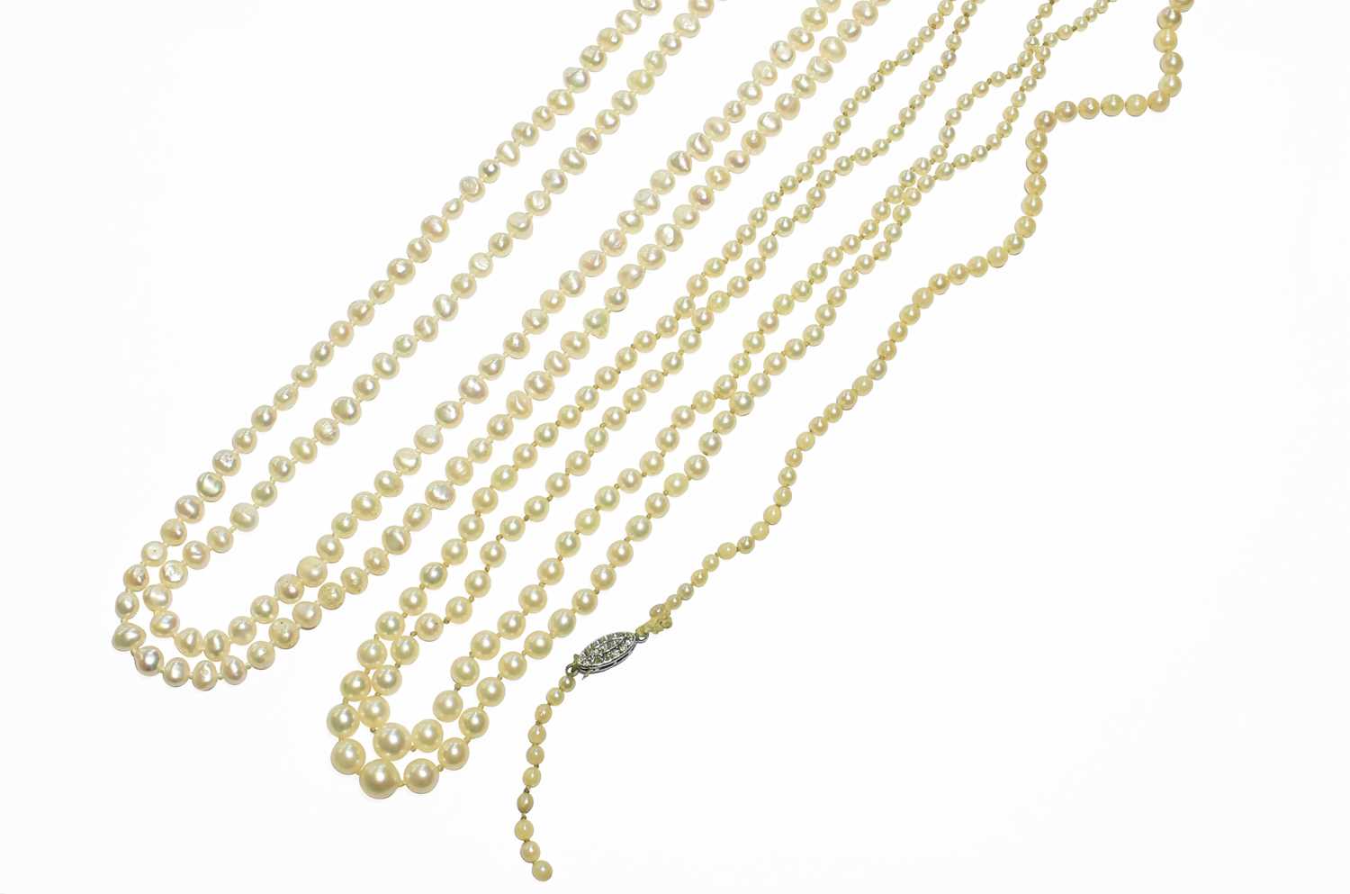 Lot 4 - A Graduated Double Row Cultured Pearl Necklace,...