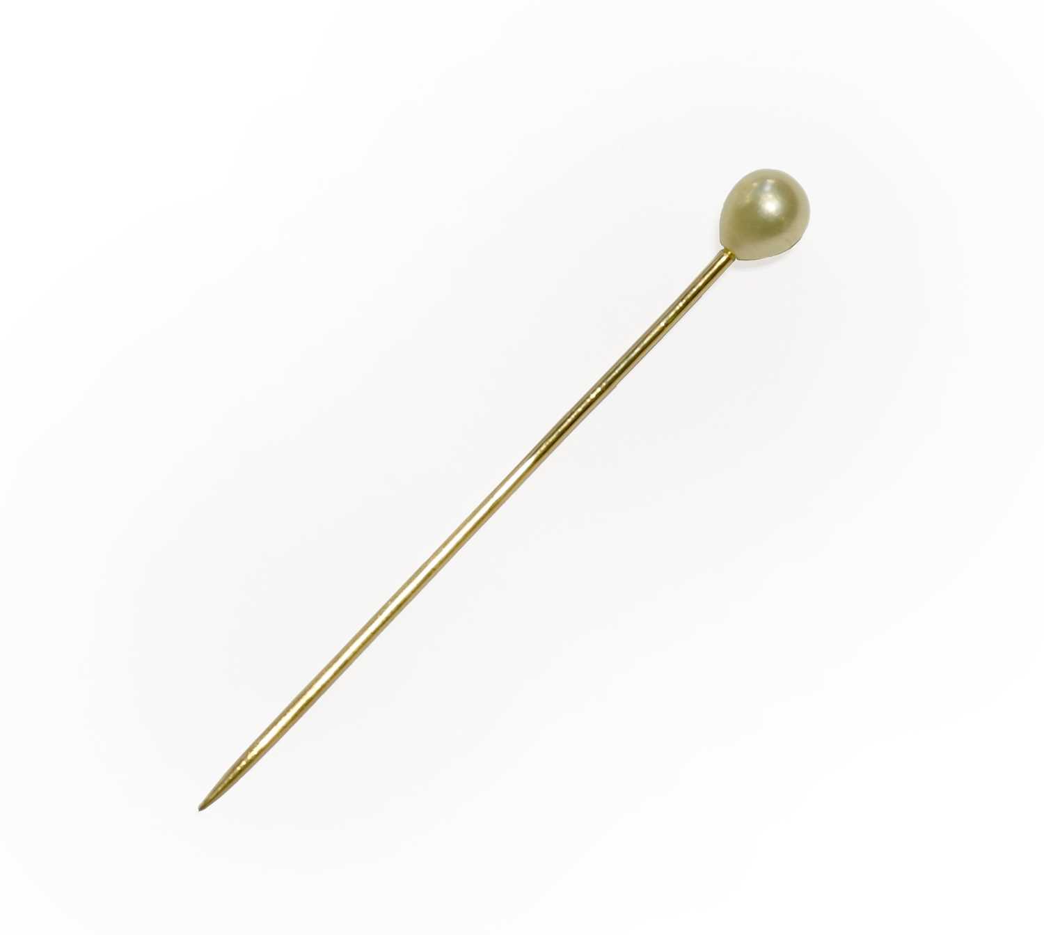 Lot 10 - A Pearl Stick Pin, by Tiffany & Co., the drop...
