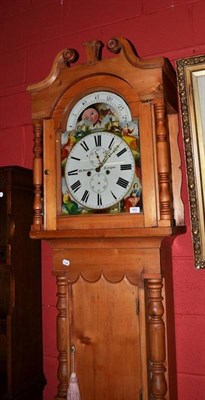 Lot 945 - A pine cased eight day longcase clock, dial signed W. Muncaster, Douglas