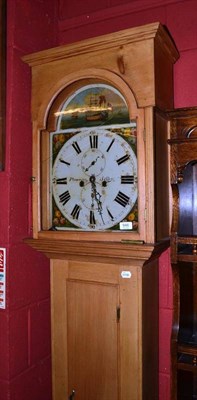 Lot 946 - A pine cased eight day longase clock, dial signed Ploughman, Selby