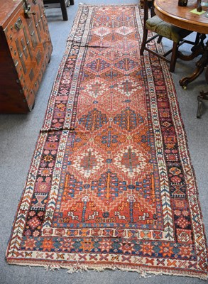 Lot 1095 - North West Persian Runner, the stepped lattice...