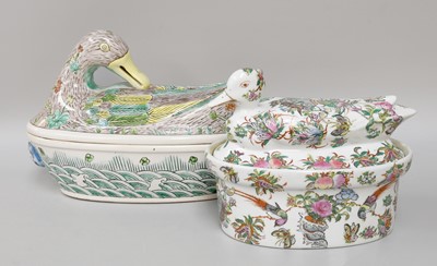 Lot 181 - A Cantonese Porcelain Duck Tureen and Cover,...